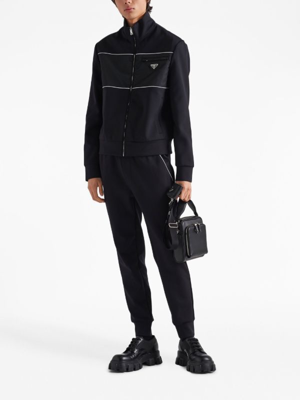 Prada Re-Nylon Panelled zip-up Jacket | Black | FARFETCH
