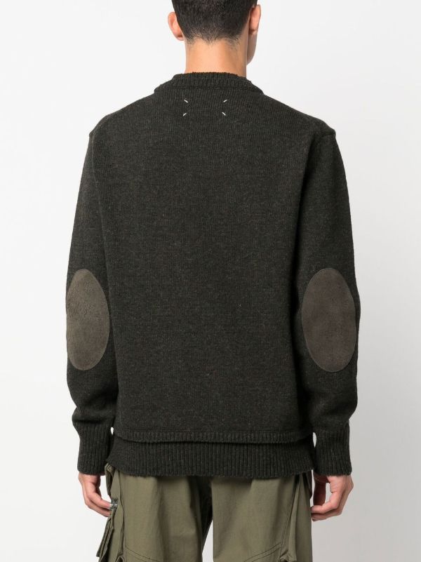 Maison Margiela elbow-patch Knitted Jumper | Green | FARFETCH