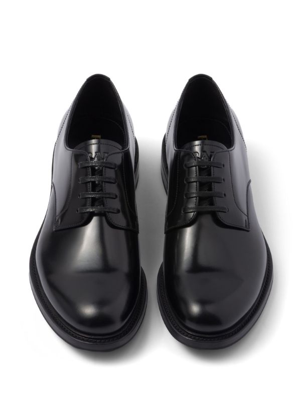 Prada Leather Derby Shoes | Black | FARFETCH