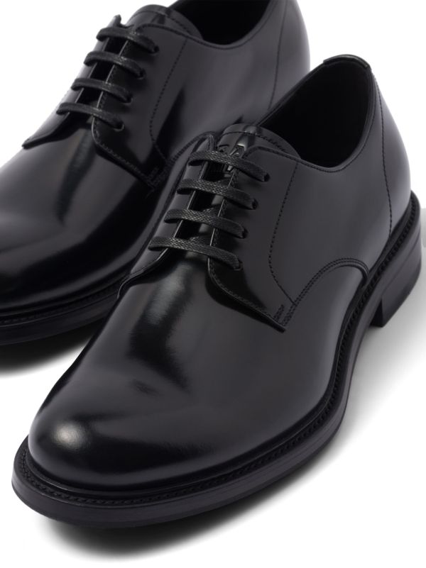 Prada Leather Derby Shoes | Black | FARFETCH