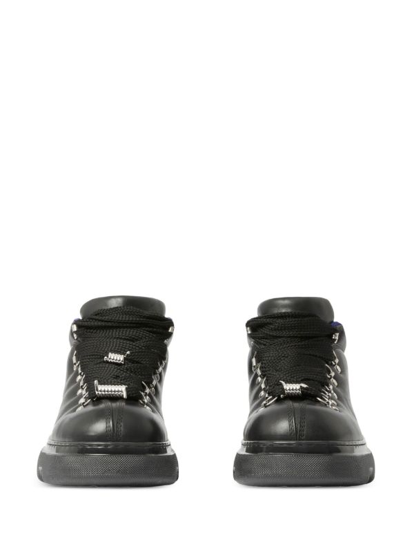 Burberry Trek Ankle Leather Boots | Black | FARFETCH JO