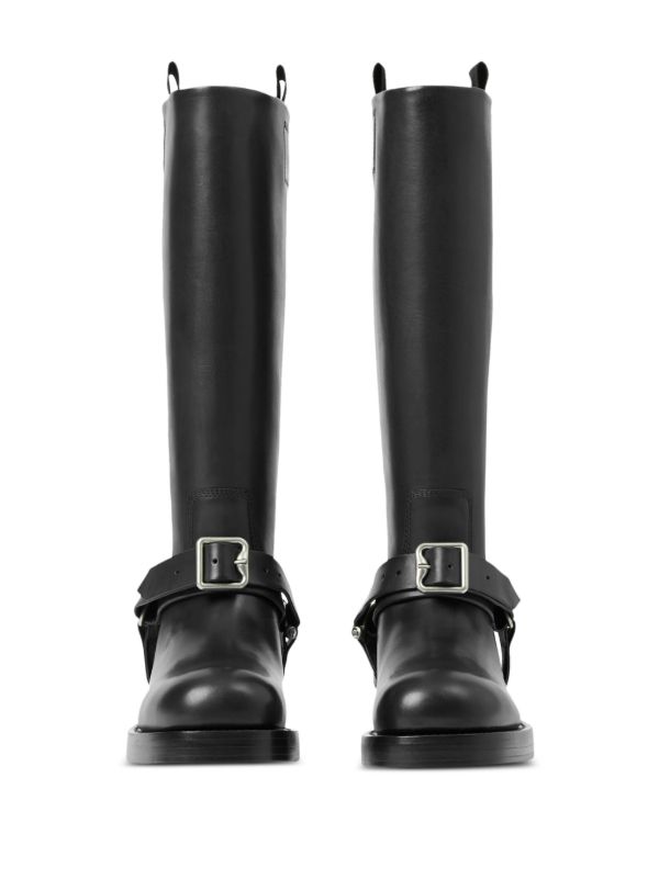 Burberry Saddle レザーロングブーツ | ブラック | FARFETCH JP