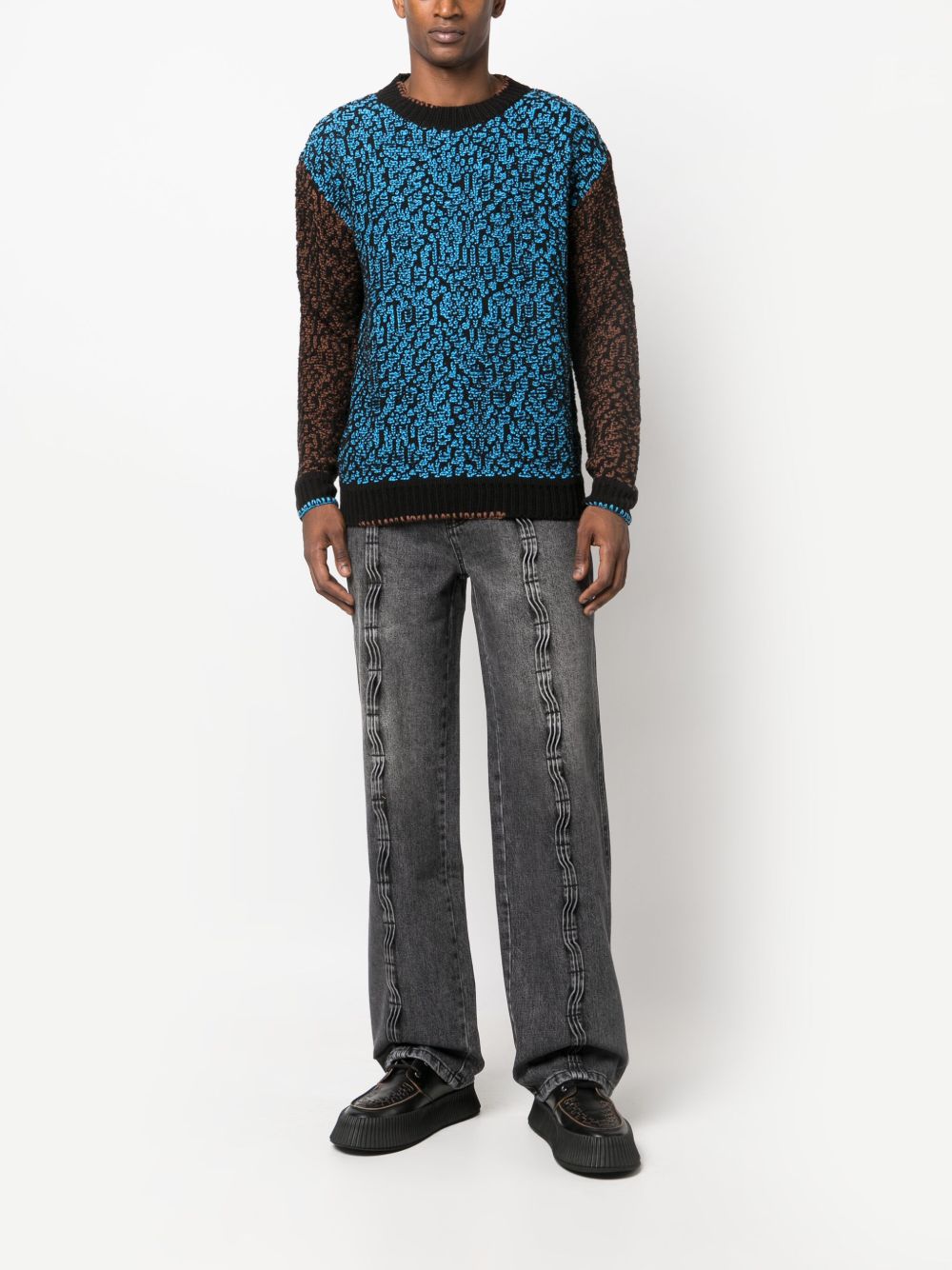 Andersson Bell intarsia-knit crew-neck Sweatshirt | Blue | FARFETCH CA