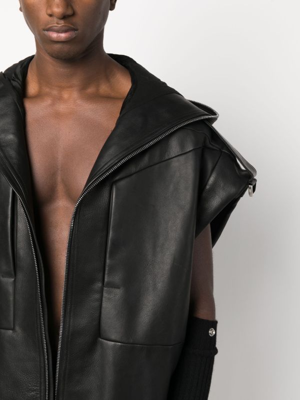 Rick Owens Lido フーデッド レザーベスト | ブラック | FARFETCH JP