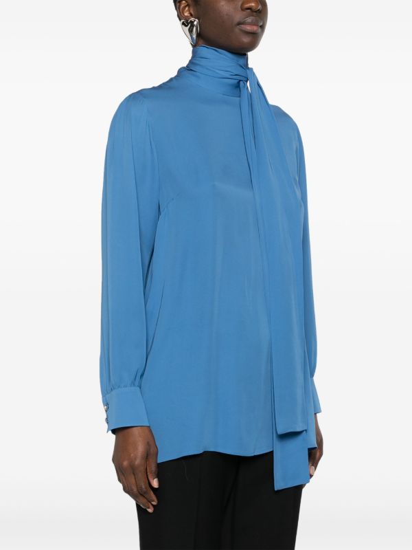 Gucci ボウタイ シルクブラウス | ブルー | FARFETCH JP