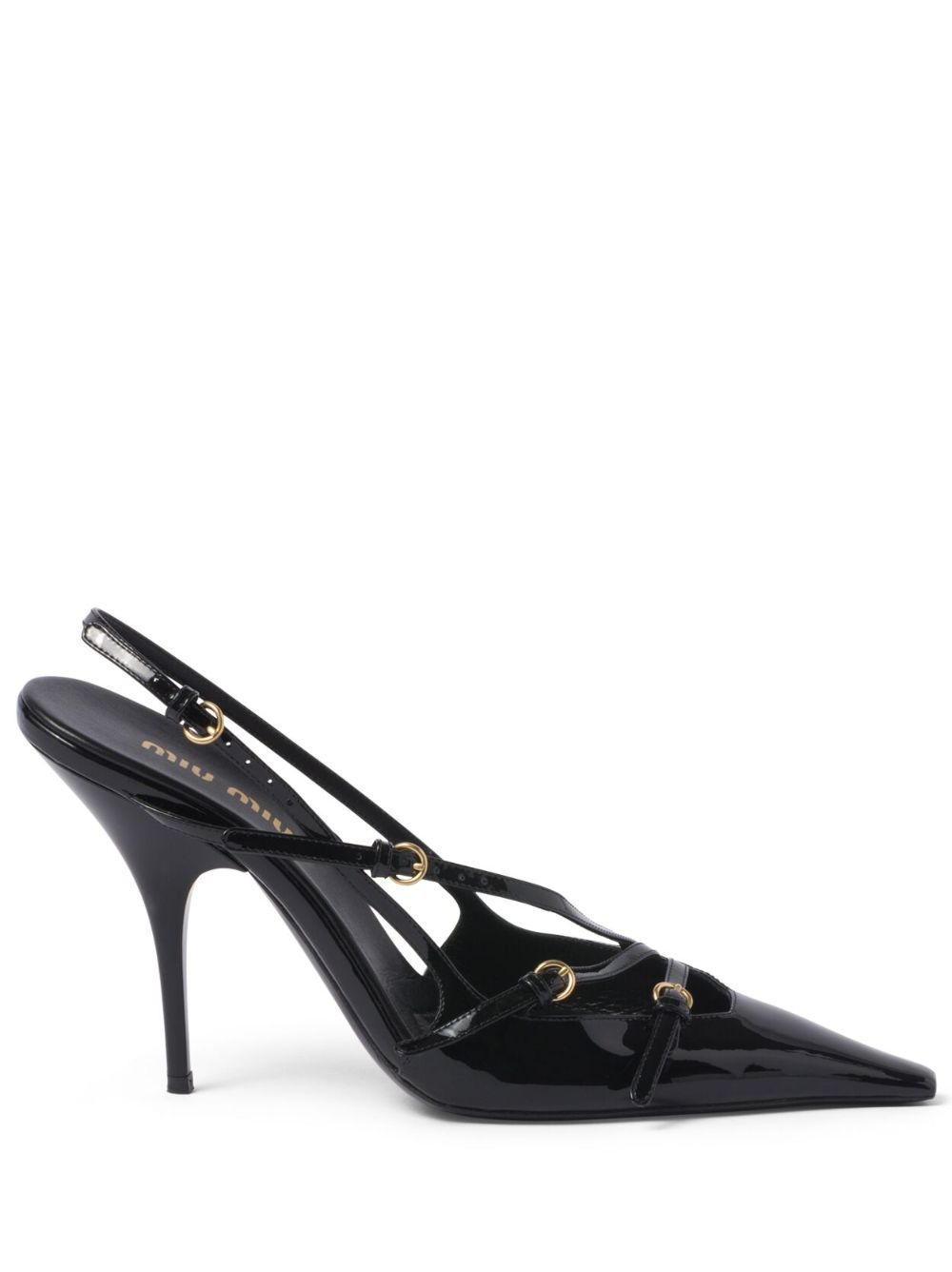 Miu Miu 105mm buckle-embellished Slingback Pumps | Black | FARFETCH IN
