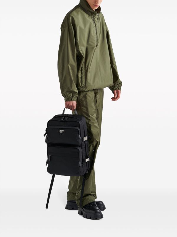 Prada Re-Nylon サフィアーノレザー バックパック | ブラック