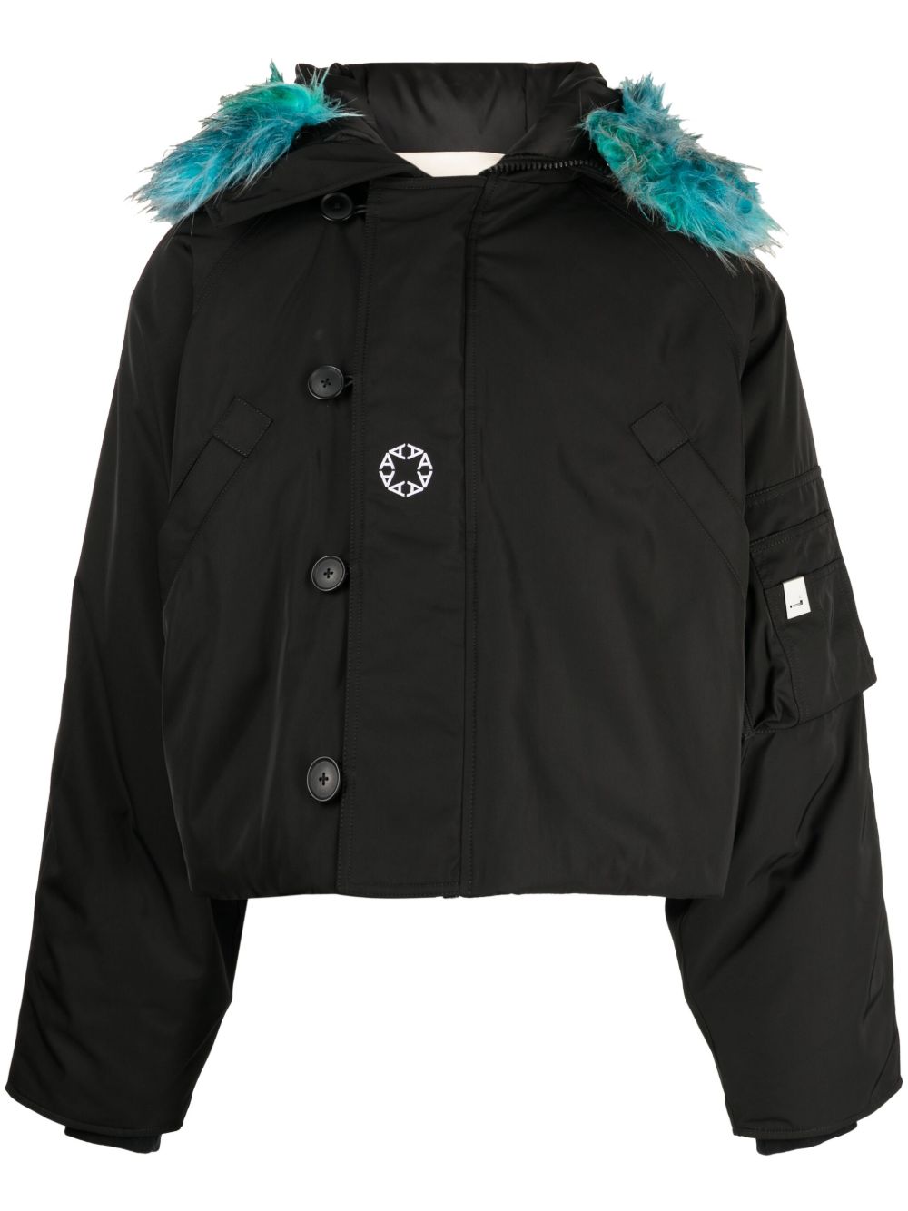 1017 ALYX 9SM graphic-print Padded Hooded Jacket | Black | FARFETCH