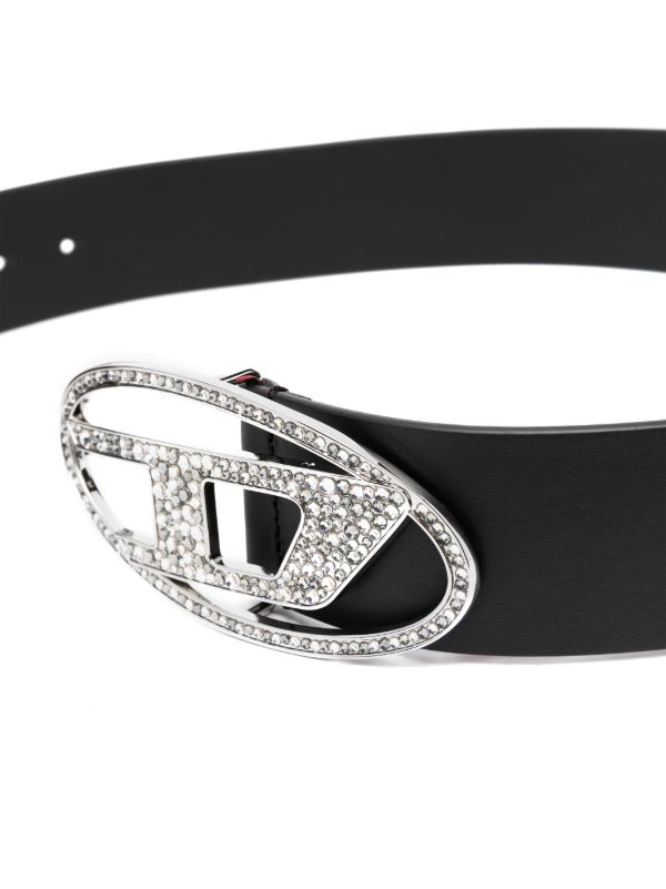 Diesel ラインストーンロゴ レザーベルト | ブラック | FARFETCH JP