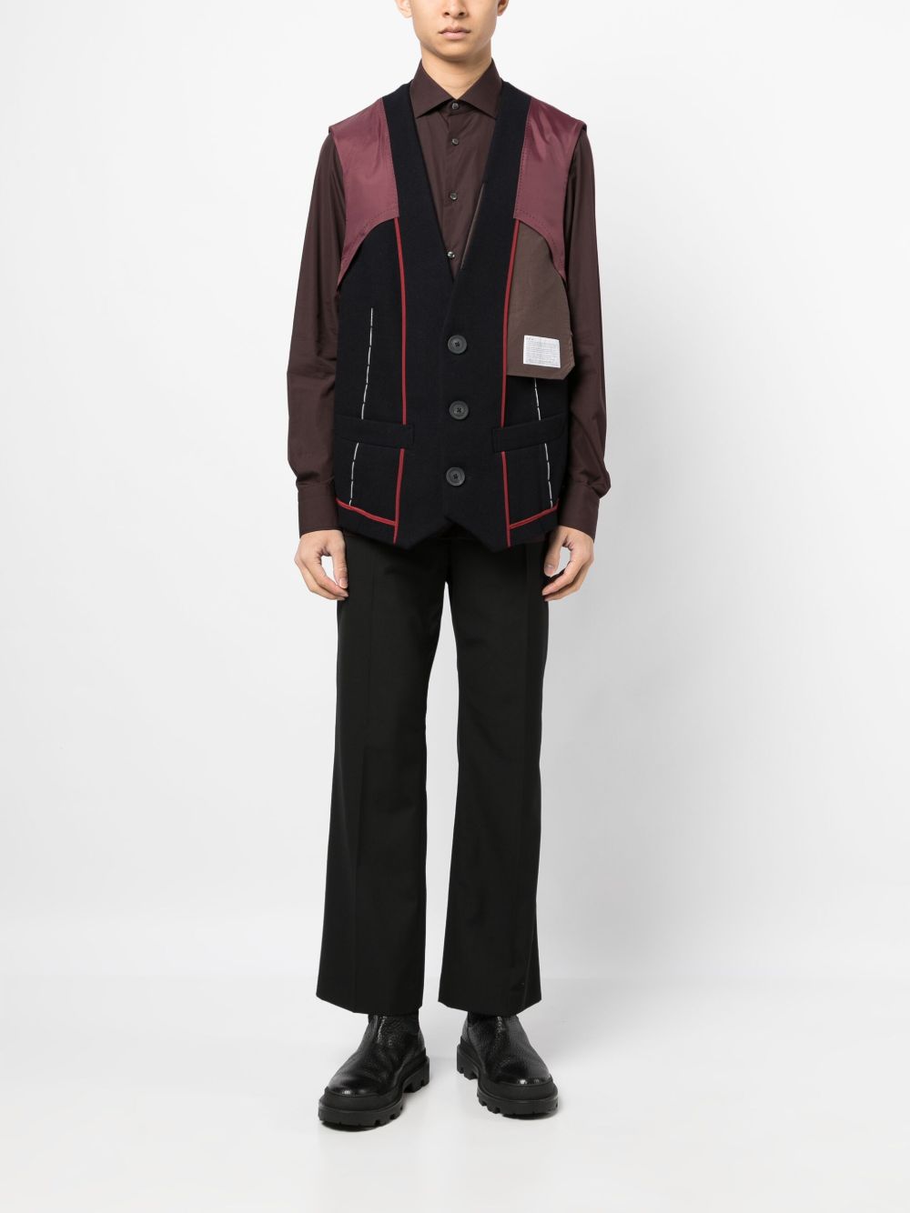 Kolor パッチワーク ニットベスト | ブルー | FARFETCH JP