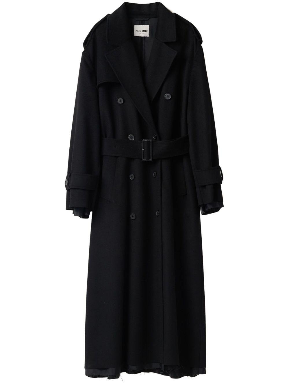 Miu Miu double-breasted Velour Trench Coat | Black | FARFETCH