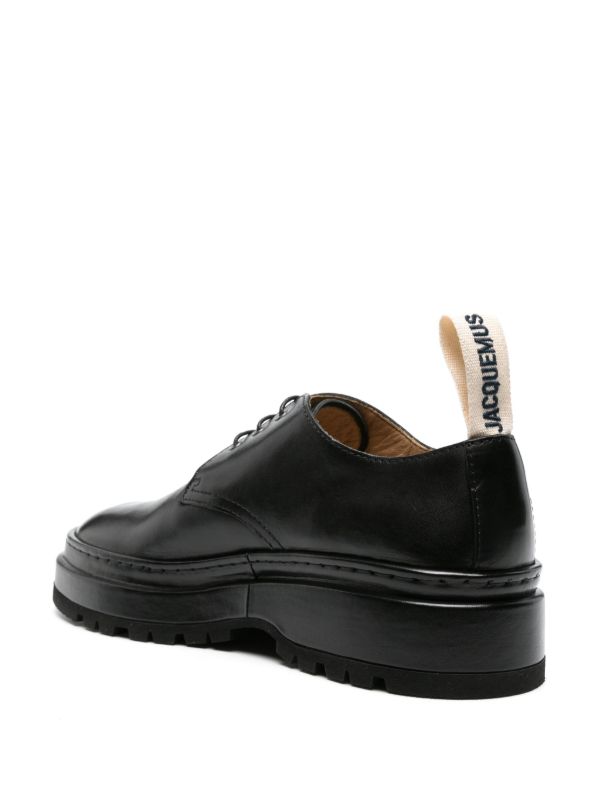 Jacquemus Les Pavane Leather Derby Shoes | Black | FARFETCH