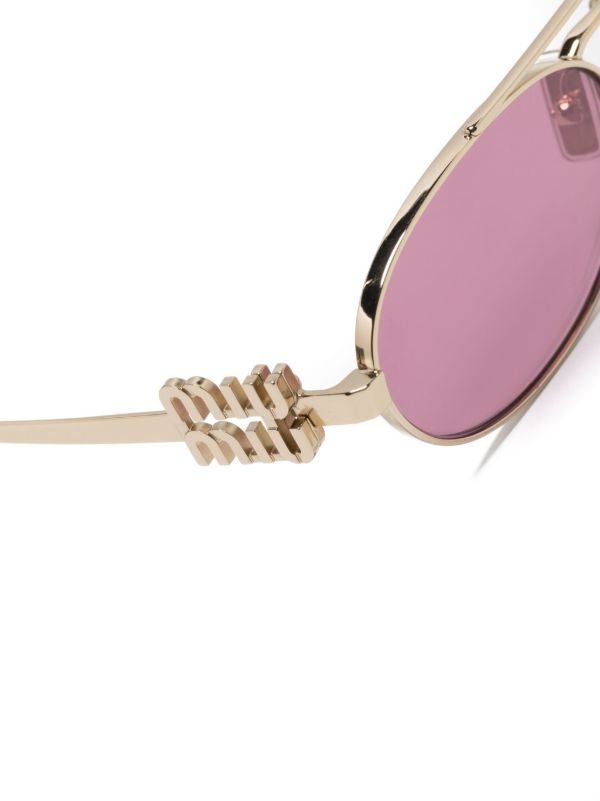 Miu Miu Eyewear オーバルフレーム サングラス | ピンク | FARFETCH JP