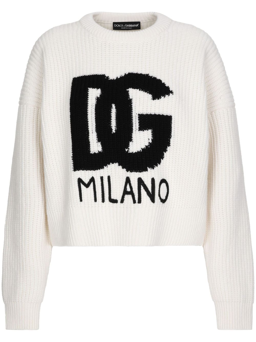 Dolce & Gabbana DG Logo Knit Jumper | White | FARFETCH