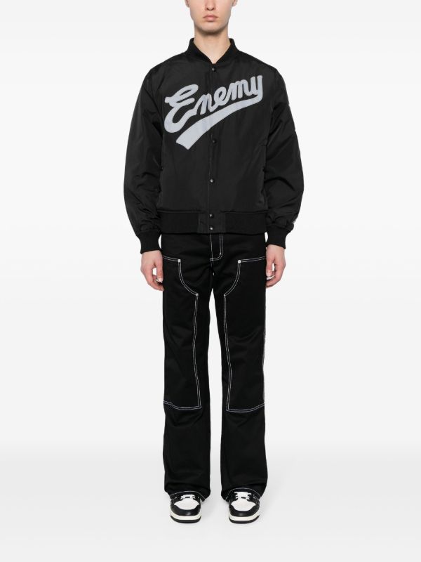 Neighborhood x Public Enemy x Majestic logo-embroidered Bomber