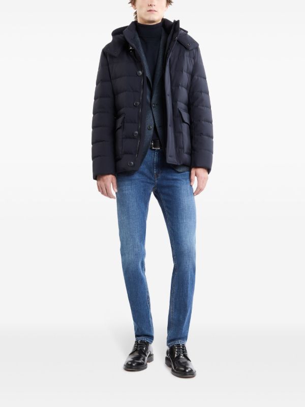 Fay フェイ ダウンジャケットコートネイビーブルー紺色 ダブルフロント