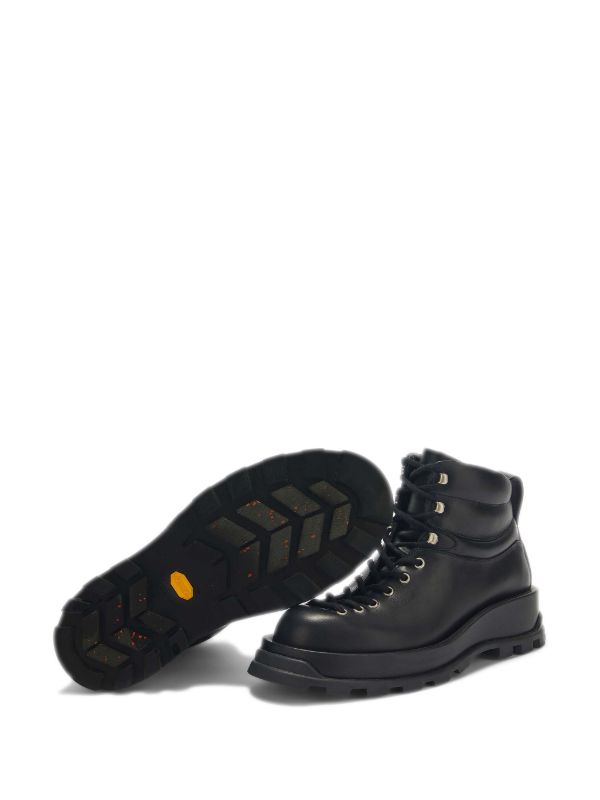 Jil Sander レースアップ レザーアンクルブーツ | ブラック | FARFETCH JP