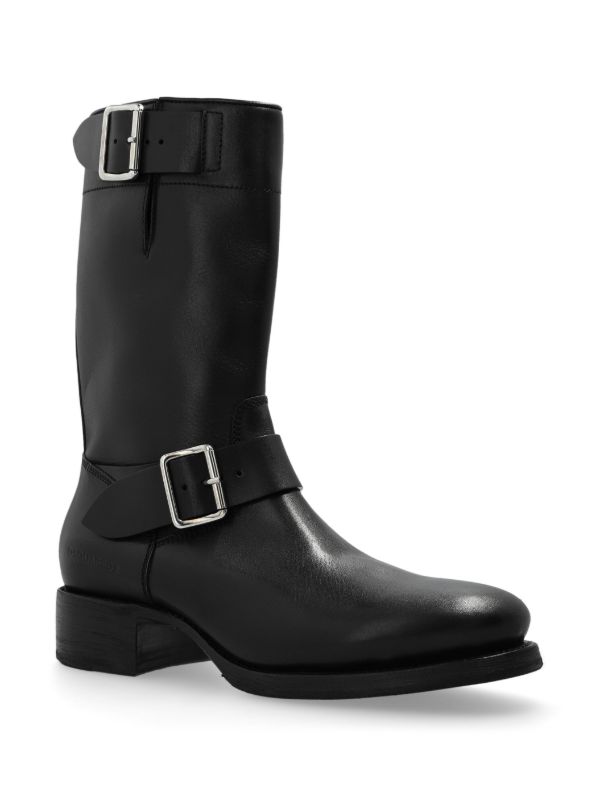 DSQUARED2 Buckled Leather Boots | Black | FARFETCH JO