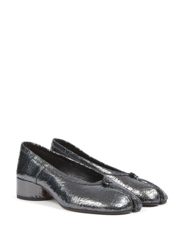 Maison Margiela Tabi 30mm Leather Ballerina Shoes | Grey | FARFETCH
