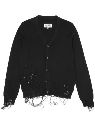 MM6 Maison Margiela ダメージ カーディガン | ブラック | FARFETCH JP
