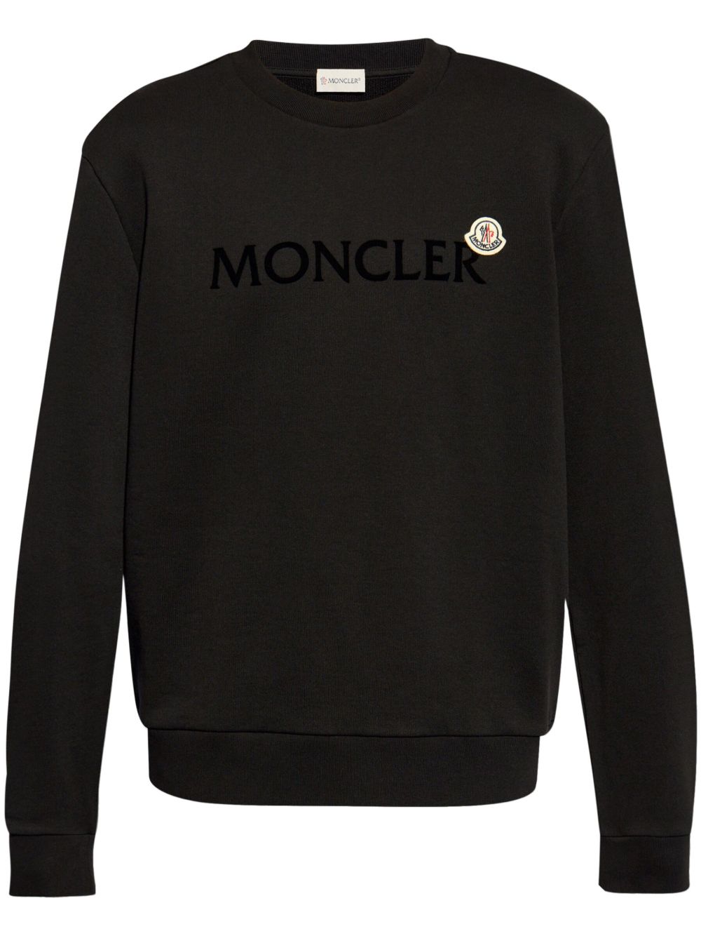 Moncler flocked-logo Cotton Sweatshirt | Black | FARFETCH