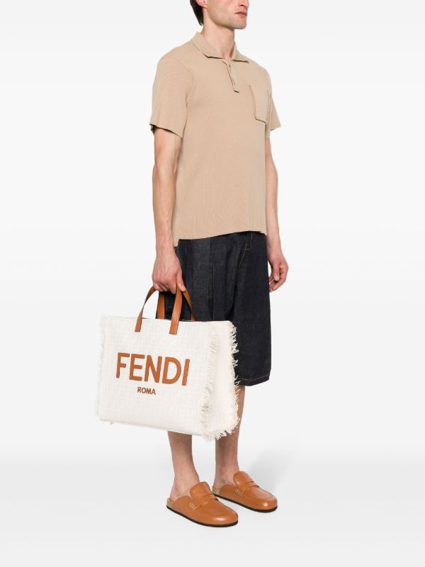 FENDI jacquard-logo Canvas Tote Bag | Neutrals | FARFETCH