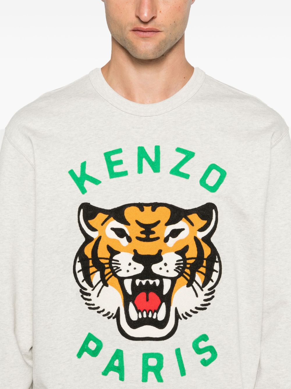 Kenzo Lucky Tiger Embroidered Sweatshirt | Grey | FARFETCH