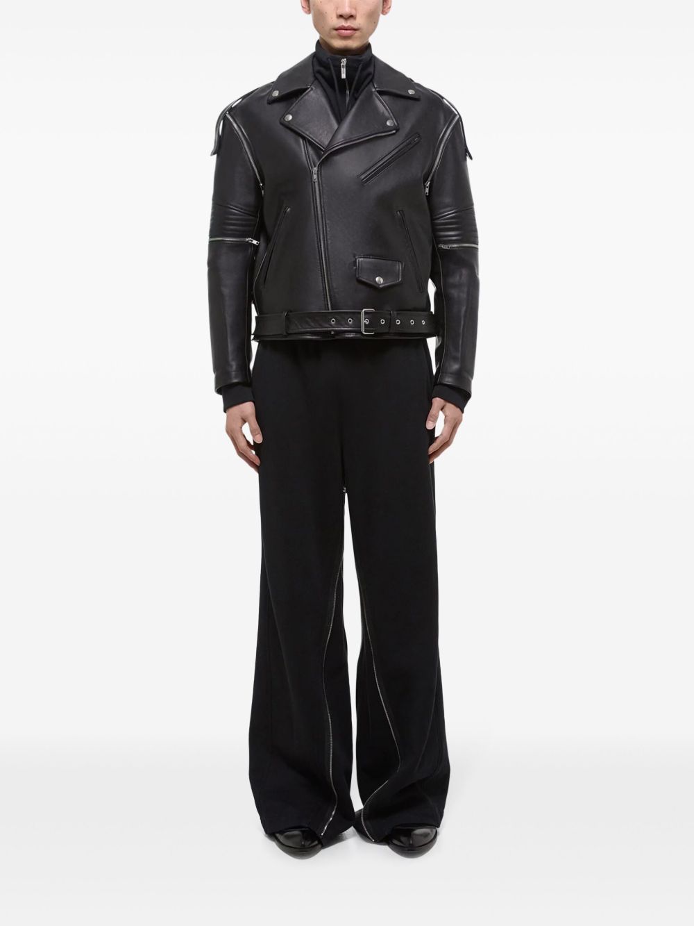 Helmut Lang ベルテッド ライダースジャケット | ブラック | FARFETCH JP