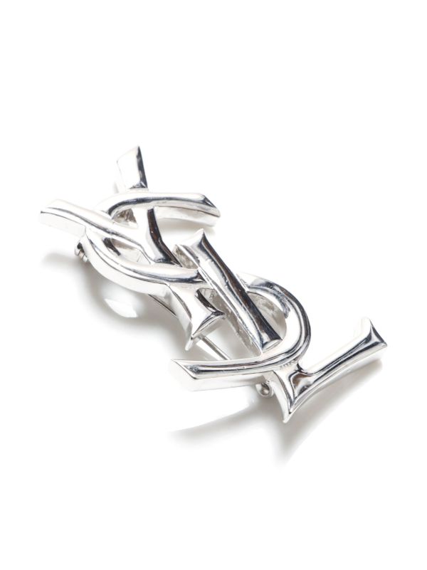 Saint Laurent Pre-Owned YSL ブローチ | シルバートーン | FARFETCH JP