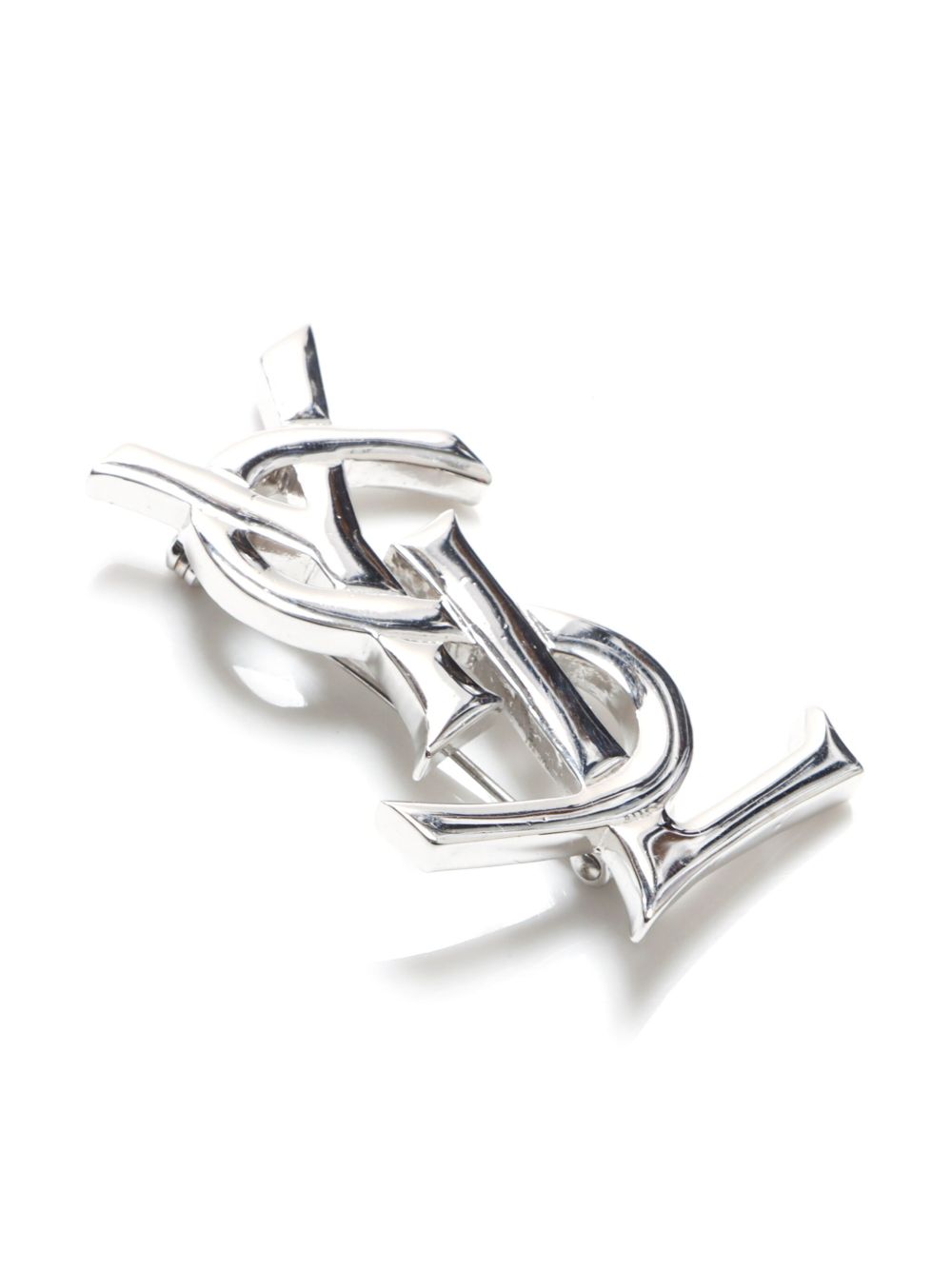 Saint Laurent Pre-Owned YSL ブローチ | シルバートーン | FARFETCH JP