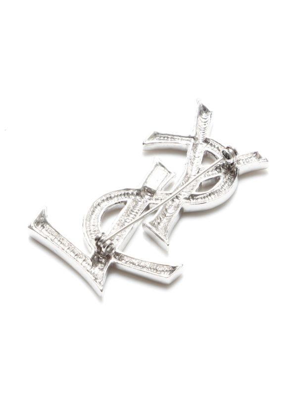 Saint Laurent Pre-Owned YSL ブローチ | シルバートーン | FARFETCH JP