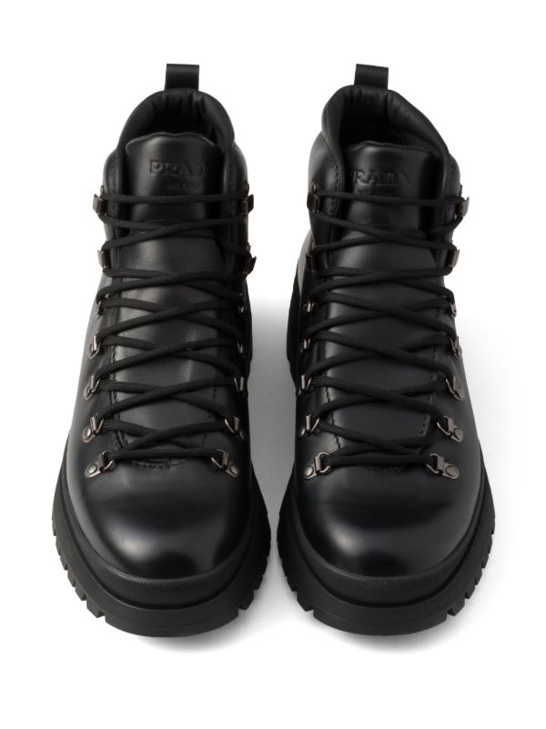 Prada Brixxen Leather Boots | Black | FARFETCH