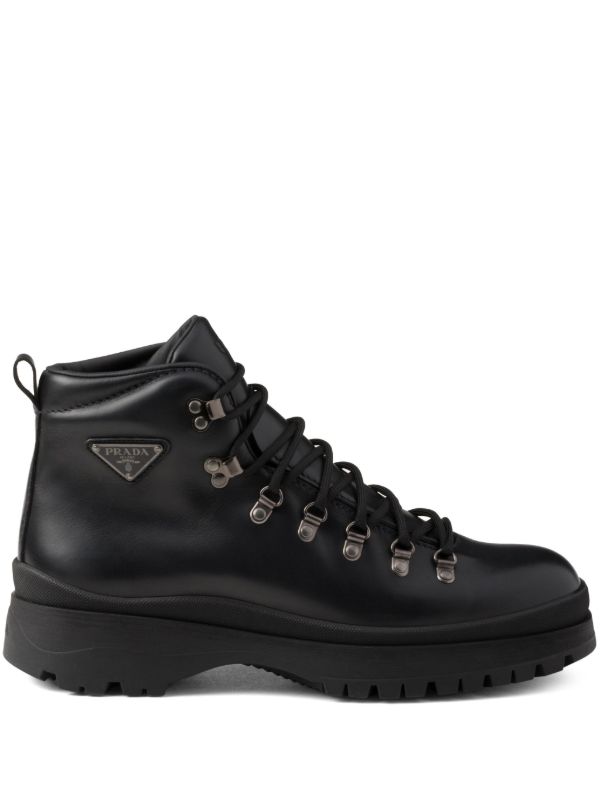 Prada Brixxen Leather Boots | Black | FARFETCH