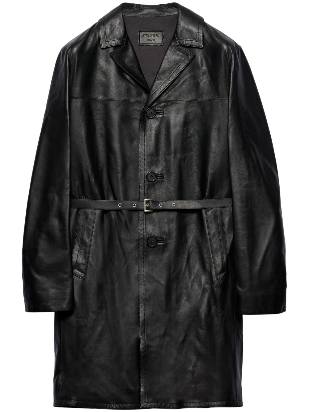 Prada レザーコート | ブラック | FARFETCH JP