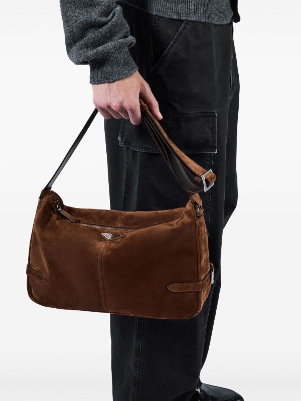 Prada スエード ショルダーバッグ | ブラウン | FARFETCH JP