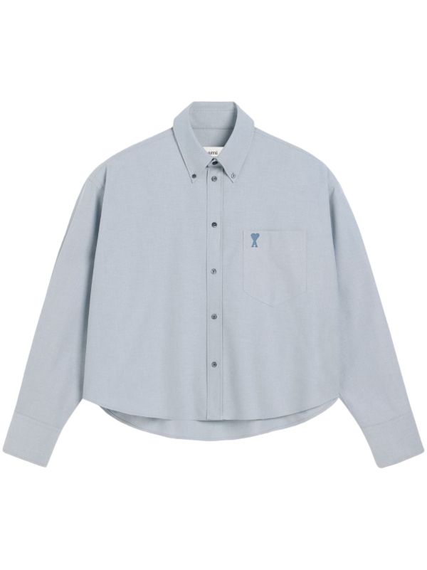AMI Paris ボタン クロップドシャツ | ブルー | FARFETCH JP