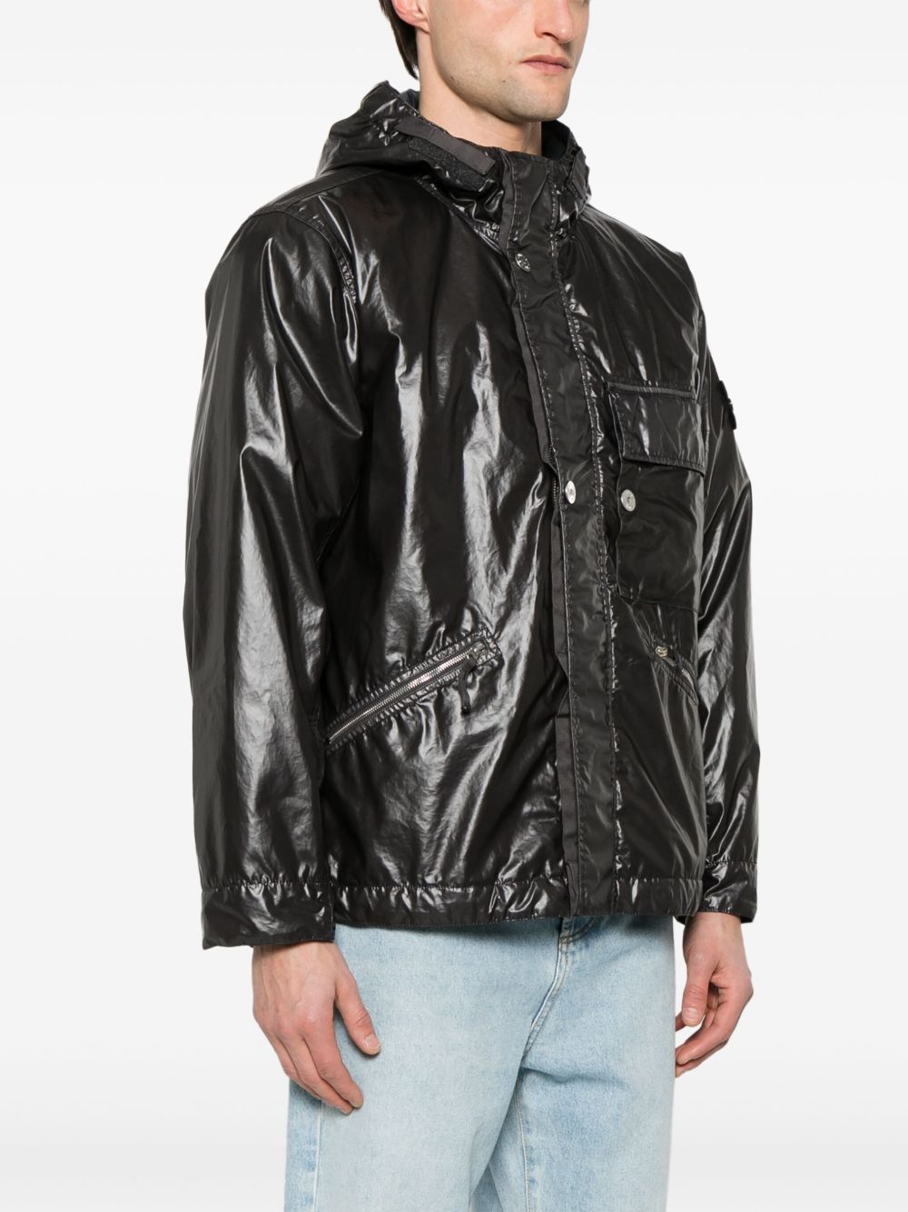 Stone Island Mussola Gommata Jacket | Black | FARFETCH