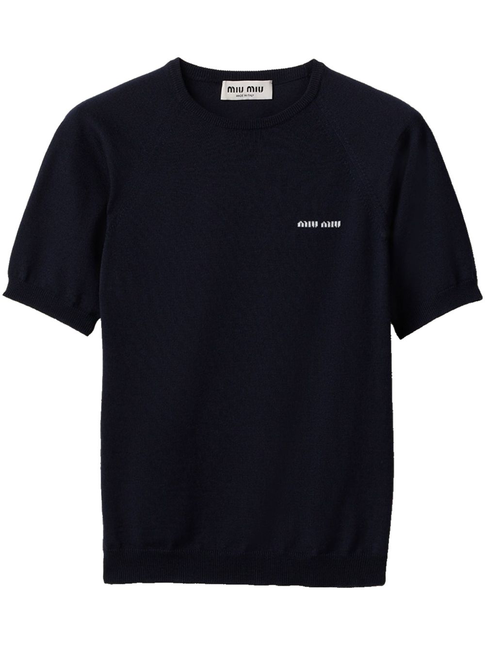 Miu Miu logo-intarsia T-shirt | Blue | FARFETCH