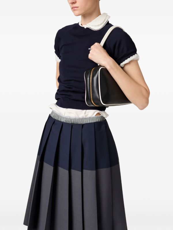 Miu Miu logo-intarsia T-shirt | Blue | FARFETCH