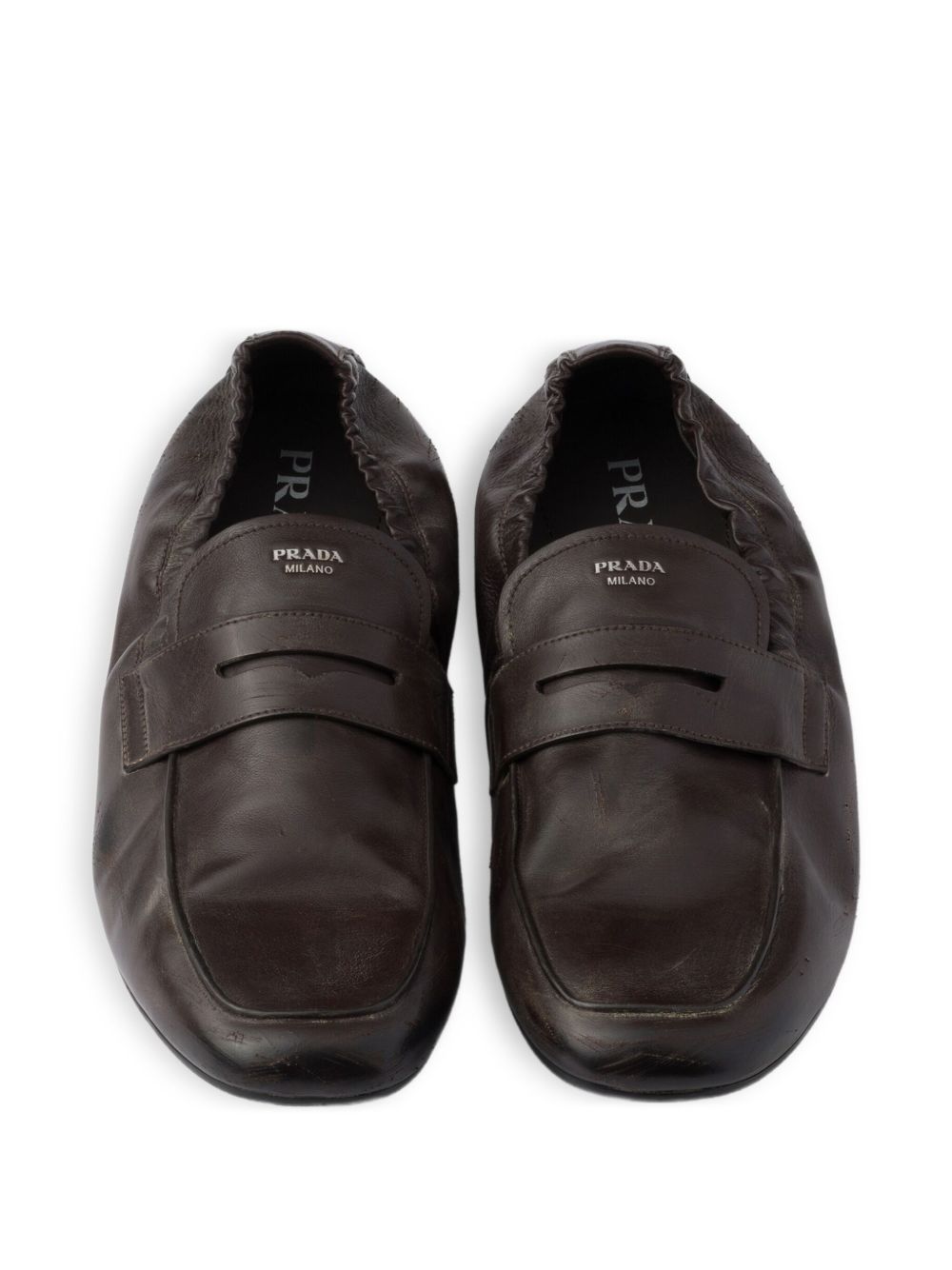 Prada Shuffle Leather Loafers | Brown | FARFETCH