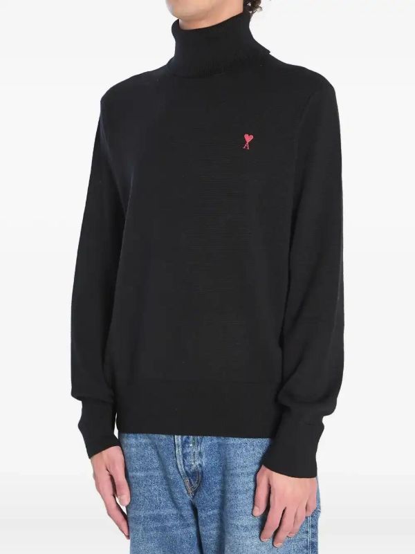AMI Paris Ami De Coeur タートルネックセーター | ブラック | FARFETCH JP