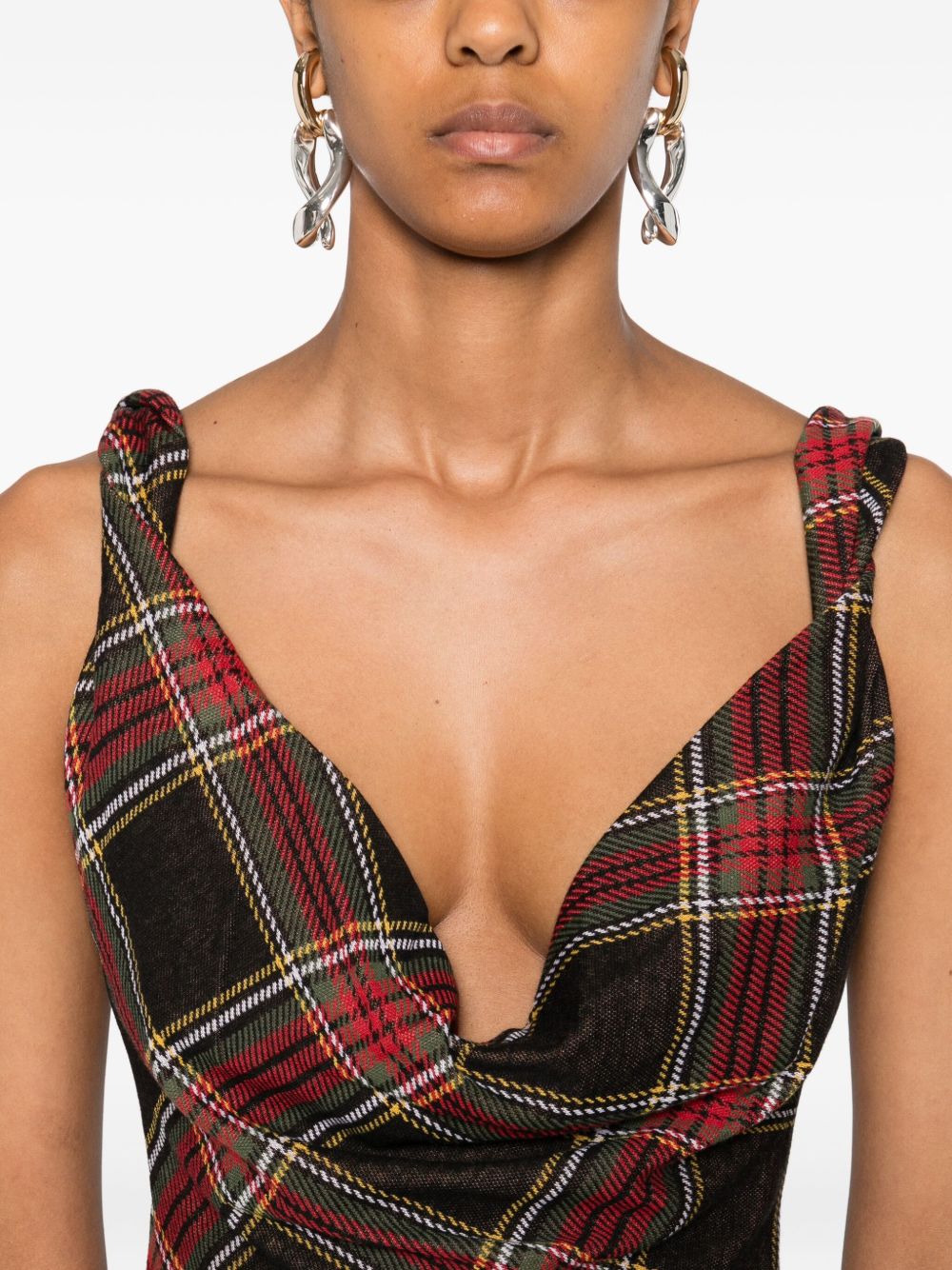 Vivienne Westwood Plaid cowl-neck Dress | Red | FARFETCH CA