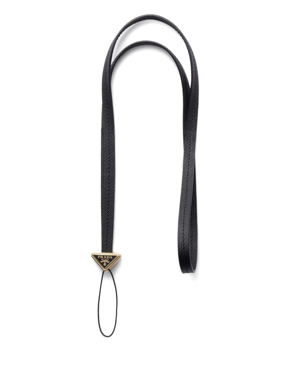 Prada triangle-logo Leather Phone Strap | Black | FARFETCH
