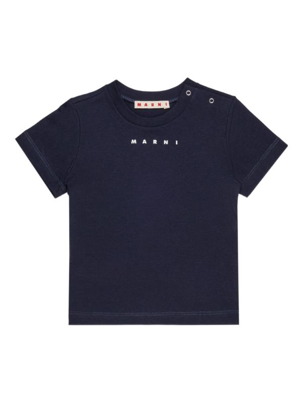 Marni Kids logo-detail short-sleeve T-shirt | Blue | FARFETCH