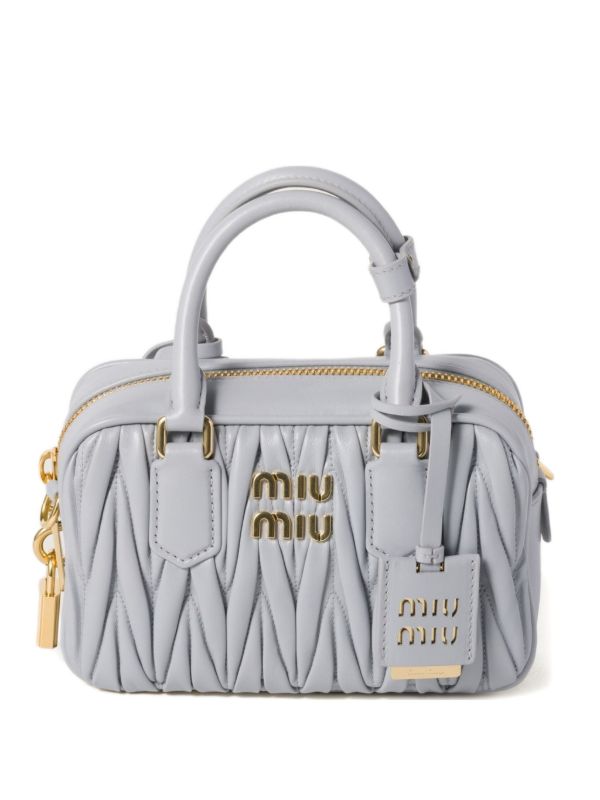 Miu Miu アルカディ マテラッセ レザーバッグ S | グレー | FARFETCH JP