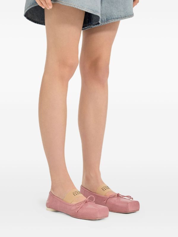 MM6 Maison Margiela スクエアトゥ フラットシューズ | ピンク