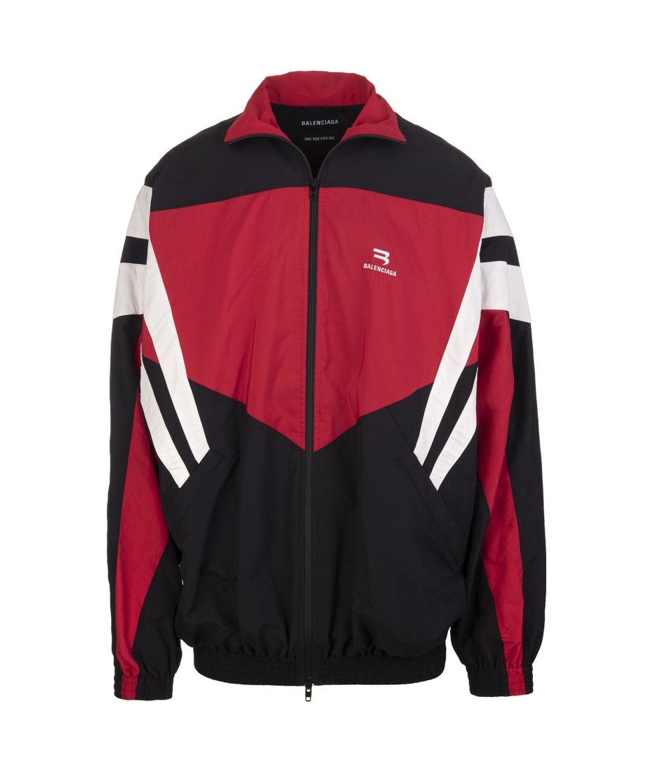 Balenciaga One Size Tracksuit Jacket In Black, Red And White