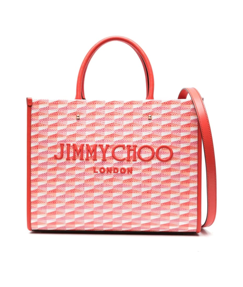 Jimmy Choo Avenue M Tote Bag In Paprika/mix Rosa Confetto