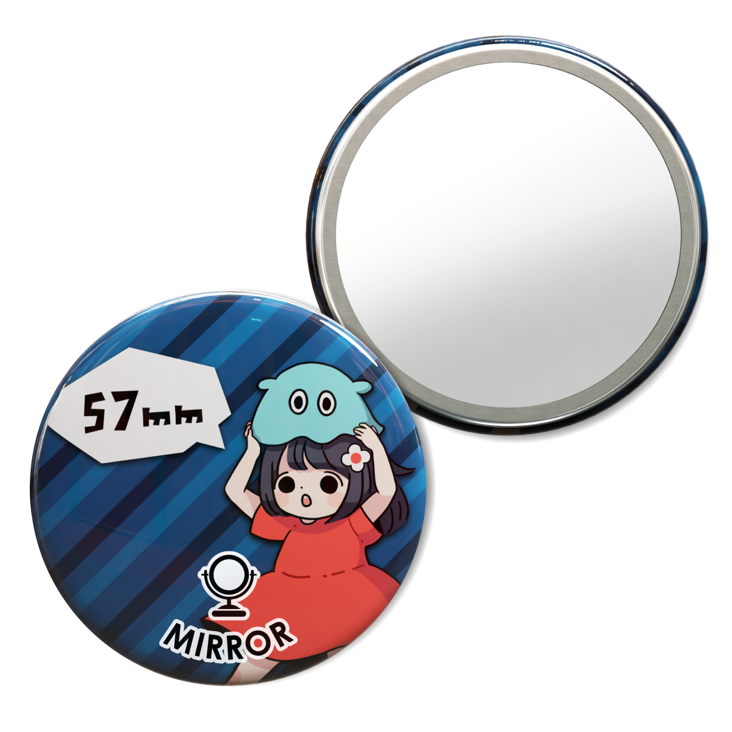 円形57mm缶ミラー｜ノベルティ・オリジナルグッズ・記念品ならラクスル