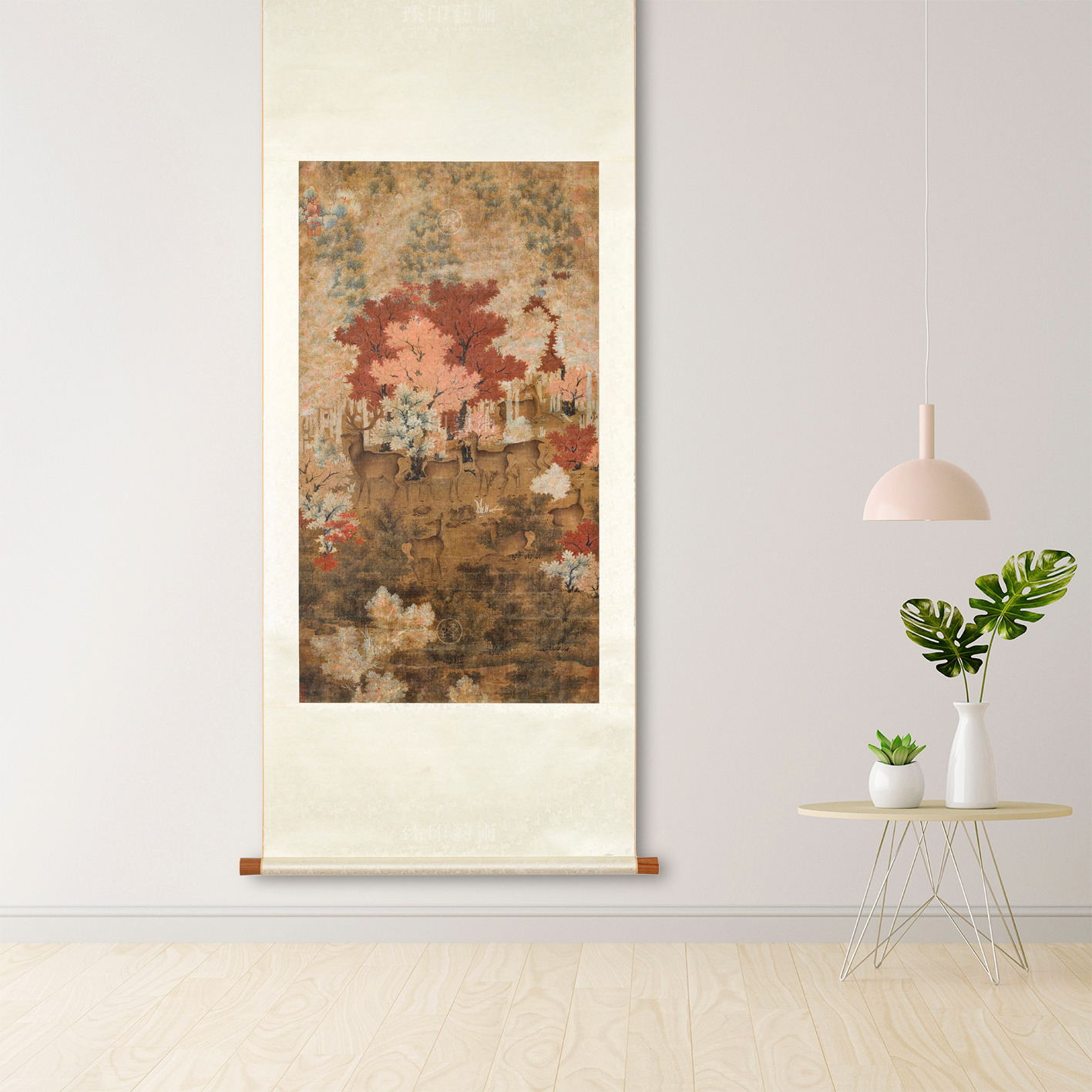 經典畫軸】五代・丹楓呦鹿｜手工掛軸臻印藝術FAB ART